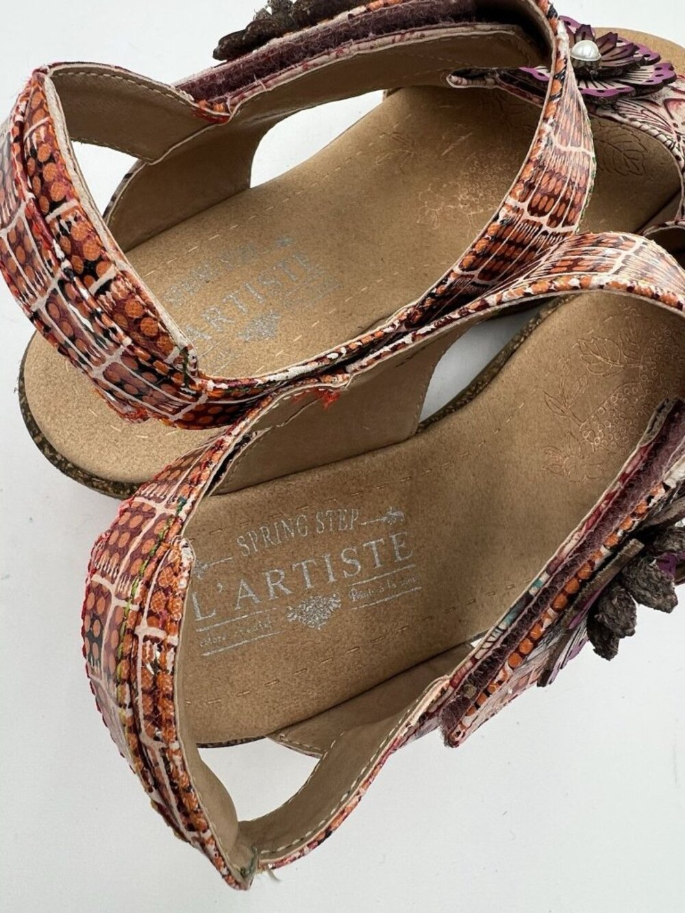 L’Artiste Spring Step Floral Platform Sandals Womens EU 38 Boho Leather Comfort - Picture 10 of 11